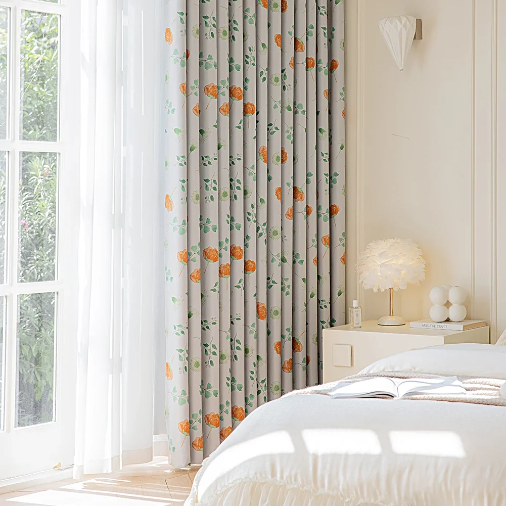 Романтические весенние шторы LEEJOOM с зелеными листьями и цветочным принтом на