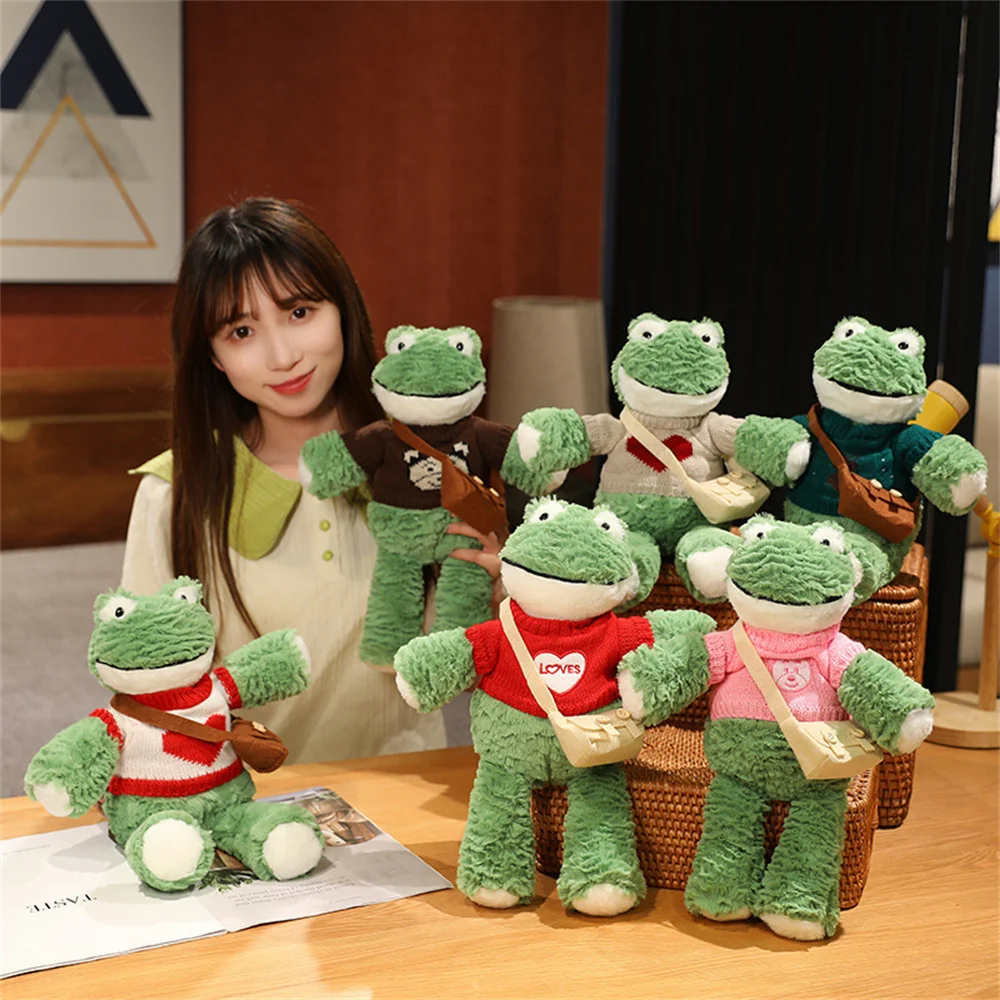

Kawaii Dressing Frog Plush Toy Stuffed Animal Fluffy Frog Figure Doll Soft Pillow For Children Boys Girls Birthday Gifts