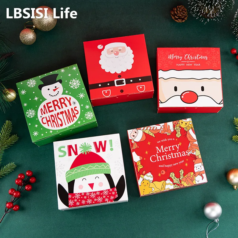 

LBSISI Life 12/24pcs Christmas Gift Boxes Xmas Handmade Cookie Candy Chocolate Packaging Favor Happy New Year Party Decoration