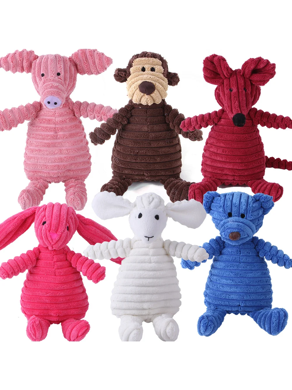 CMBJX Pet Toys Dogfight Dog Molars Vent Training Corduroy Monkey Pig Voice Plush |