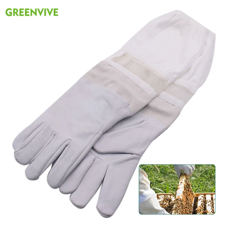 

Beekeeper Bee Gloves Beekeeping Glove Sheepskin New Vented Mesh Gloves with Long Sleeves Apicultura Beekeeping Supplies