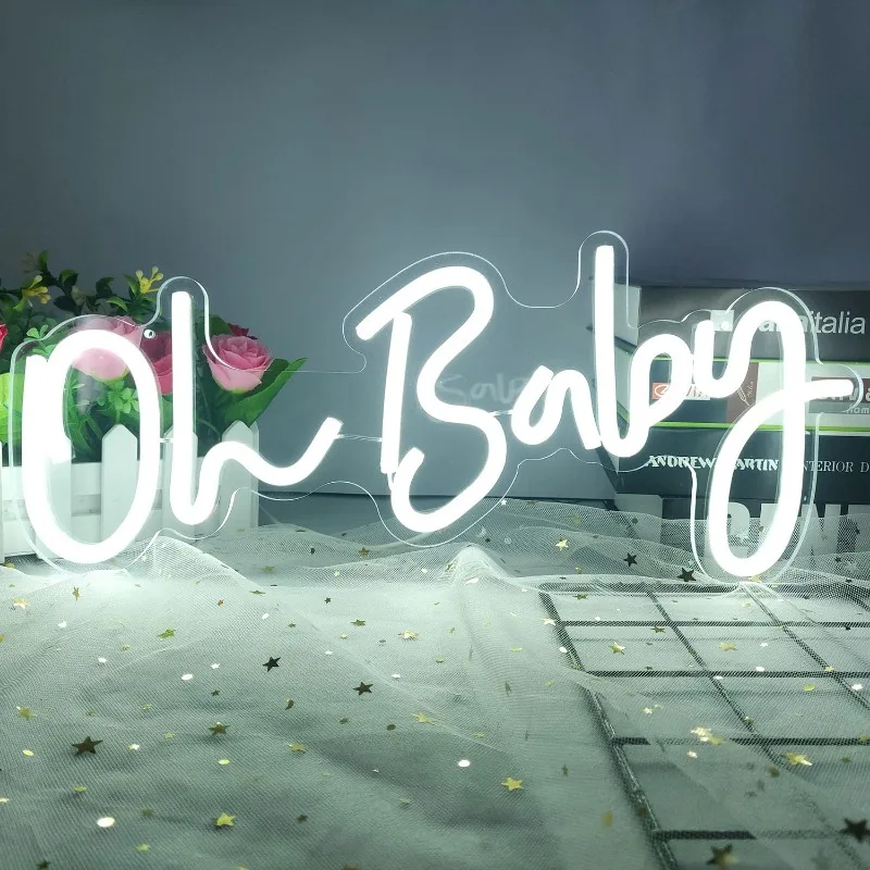 Неоновая вывеска Oh Baby с регулируемой яркостью Настенный декор белый