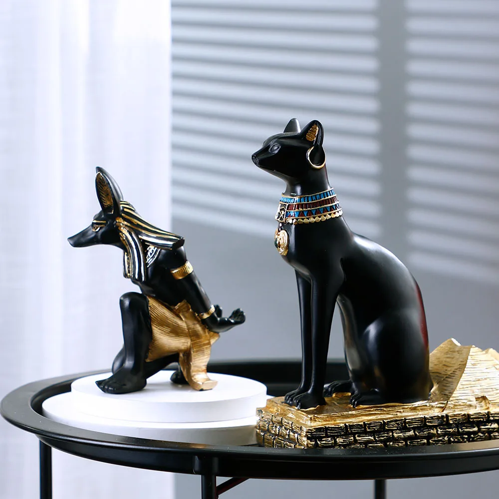 Egyptian Anubis Dog God Cat God Creative Light Luxury Resin Wine Rack Slanting Red Wine Rack Ornament Wine Cabinet Decoration