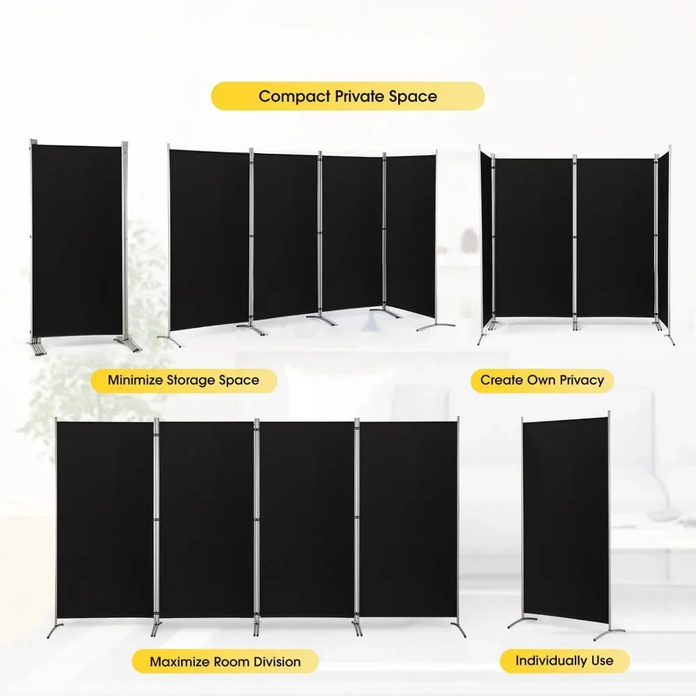 136 ''w X 20'ɽ 71'' H разделитель экрана для комнаты складной частный черный