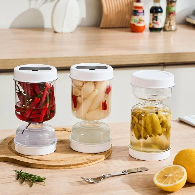 

Pickle Hourglass Jar Hourglass Pickle Can Storage Kitchen Supplies Leak-proof Lid Canned Pear Olive Pineapple Pickled Cucumbers