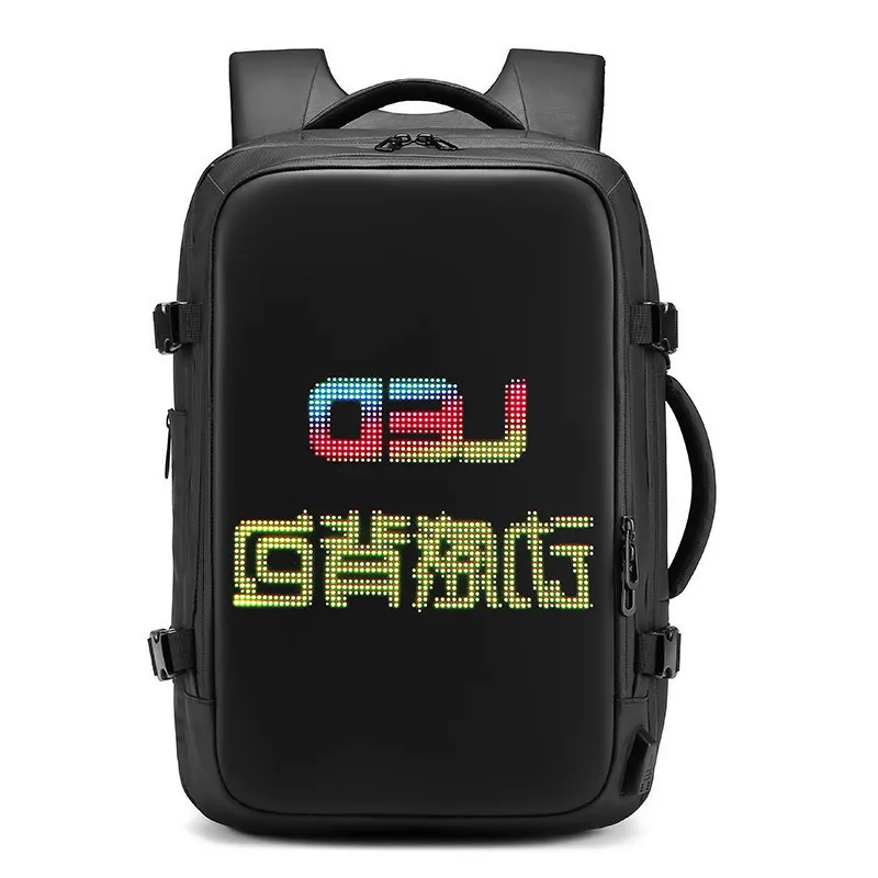 

KUZAI Men LED Display travel backpack Business 17 inch Laptop Backpack DIY Smart Backpack USB charging port school Backpack