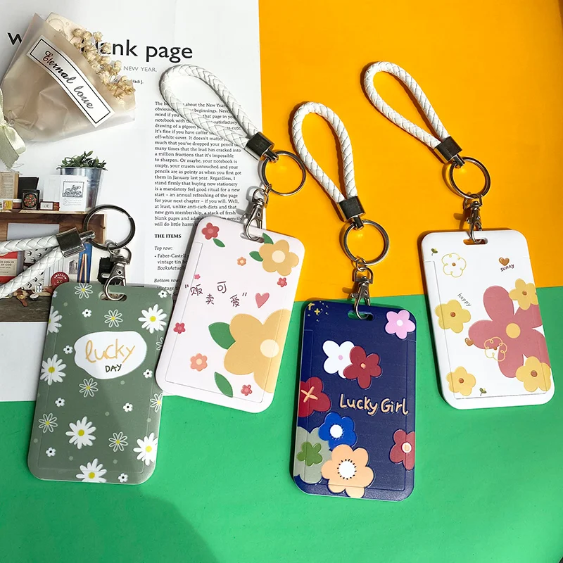 

1PCS Women's Card Holder Plast Fashion Cute Female Business Card Cover Bag Case for Student Card Bus ID Neck Strap Badge