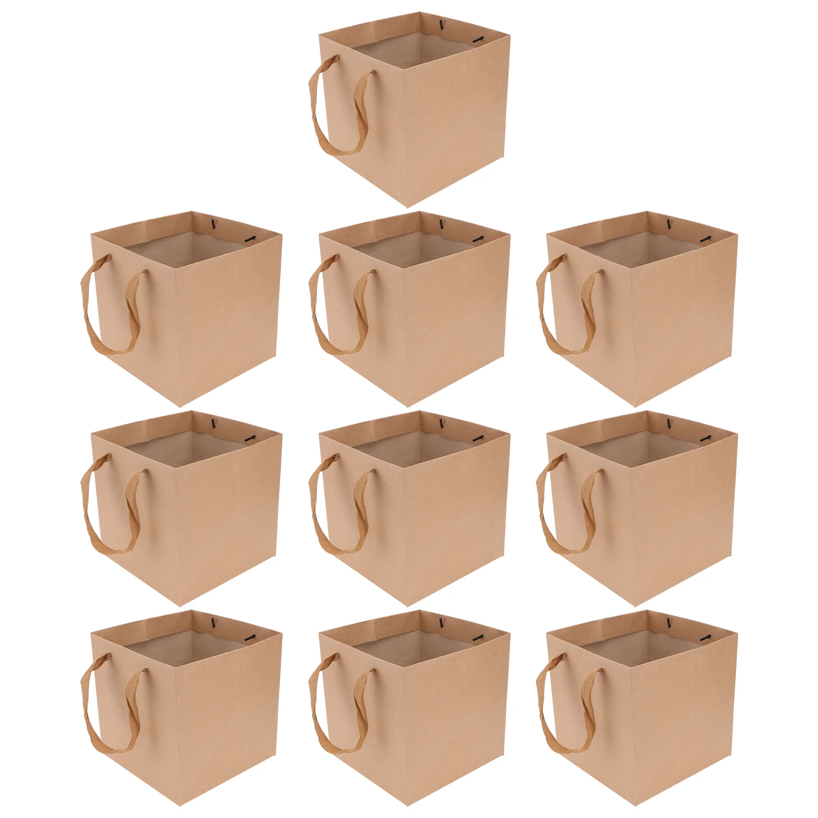 

10pcs Present Storage Pouch Kraft Paper Bag Flower Tote Bag Paper Handbag for Festival Party