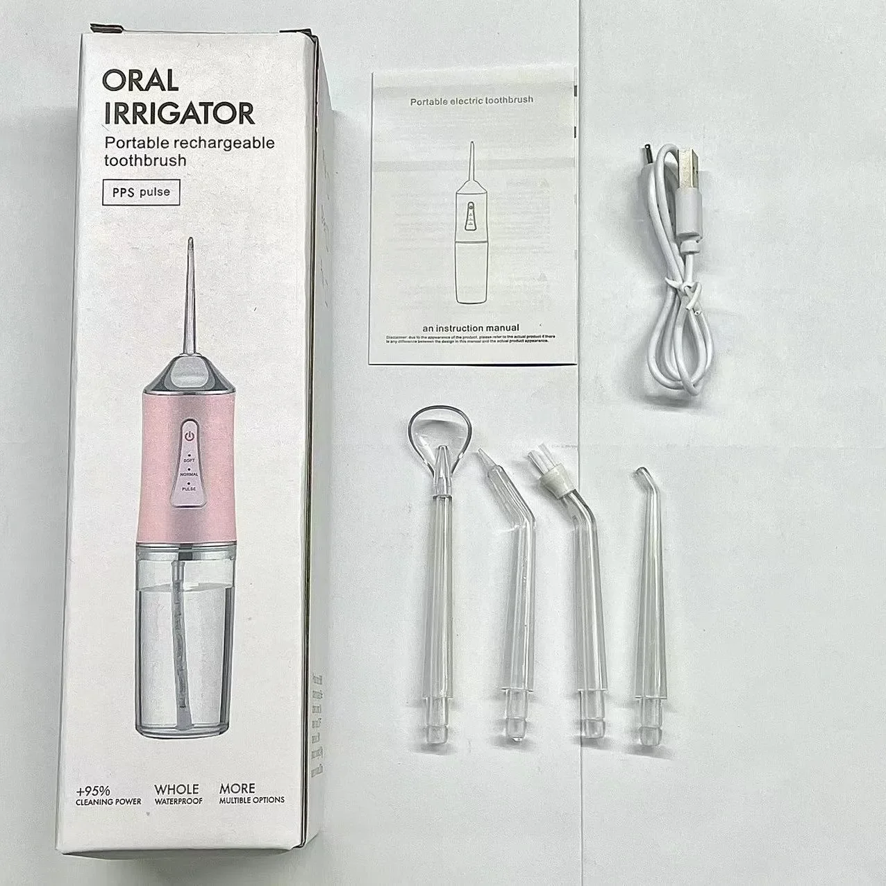 Ирригатор для полости рта с аккумулятором 4 наконечника 220 мл 3 режима IPX7