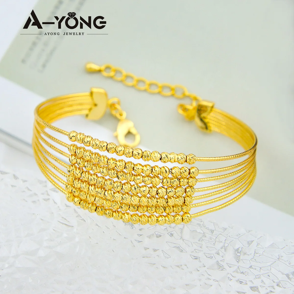 

AYONG 18k Dubai Elegant Bracelet Brass Gold Plated Women Jewelrys Bangle New Design Party Event Accessories Gift