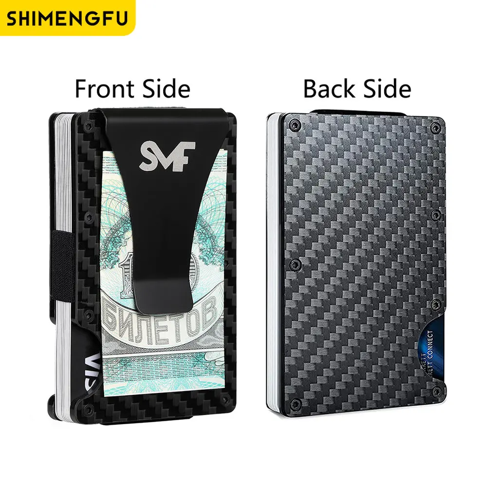 Fashion Carbon Fiber Card Holder Wallet Designer Aluminium Credit Card Holder Metal Minimalist Rfid Card Wallets Men Cardholder