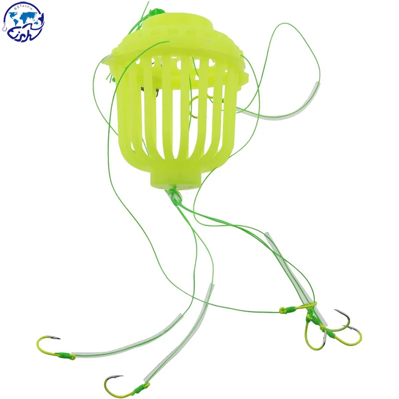 

4pcs Fishing Hooks Carp Fishing Baits Hook Luminous Fishing Cage Feeder Fishing Lure Bait Cage Feeder Basket Holder Fishing