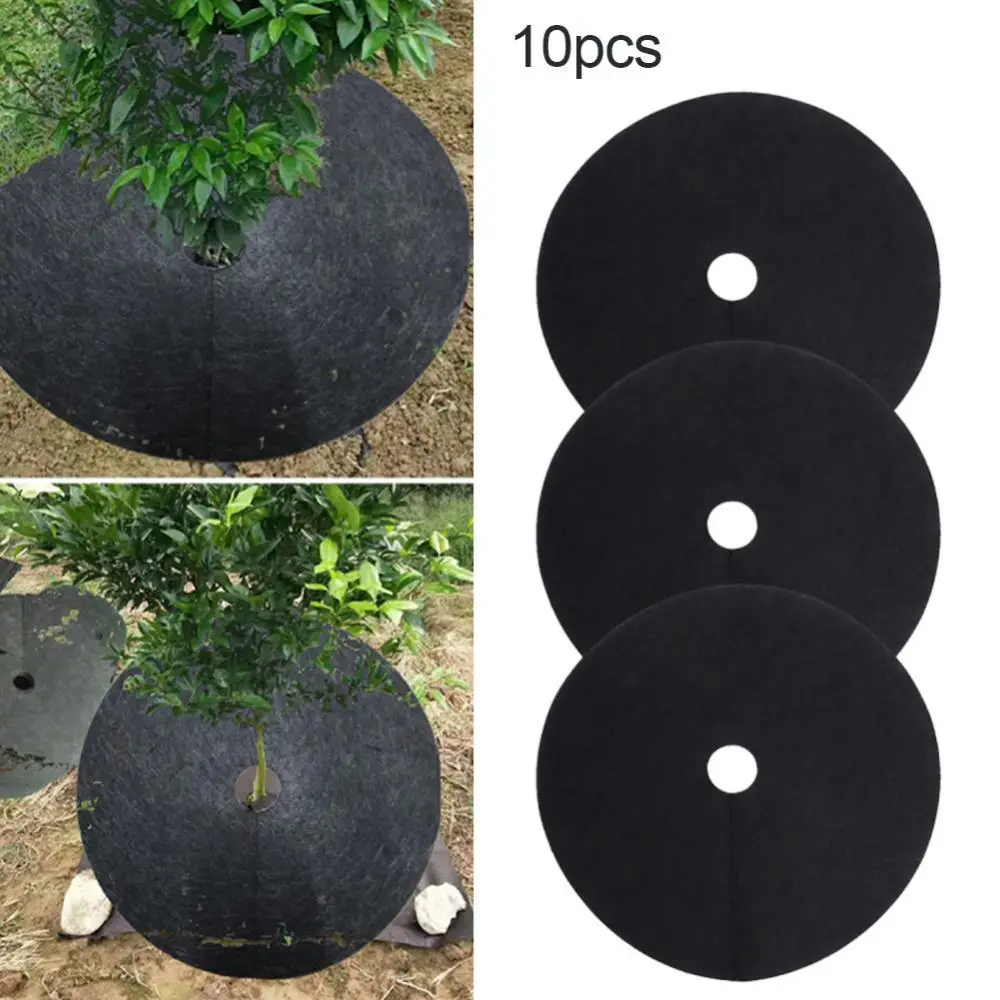 

Weeding Cloth 10Pcs Grass Cloth Garden Biodegradable Non-Woven Fabric Block Barrier Mulch Aperture 2-10 cm