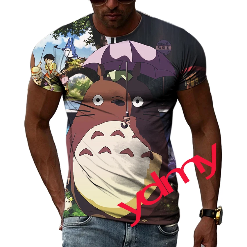 

New Tide Summer Fashion Totoro Picture Casual Print Tees Hip Hop Personality Round Neck Short Sleev Tops