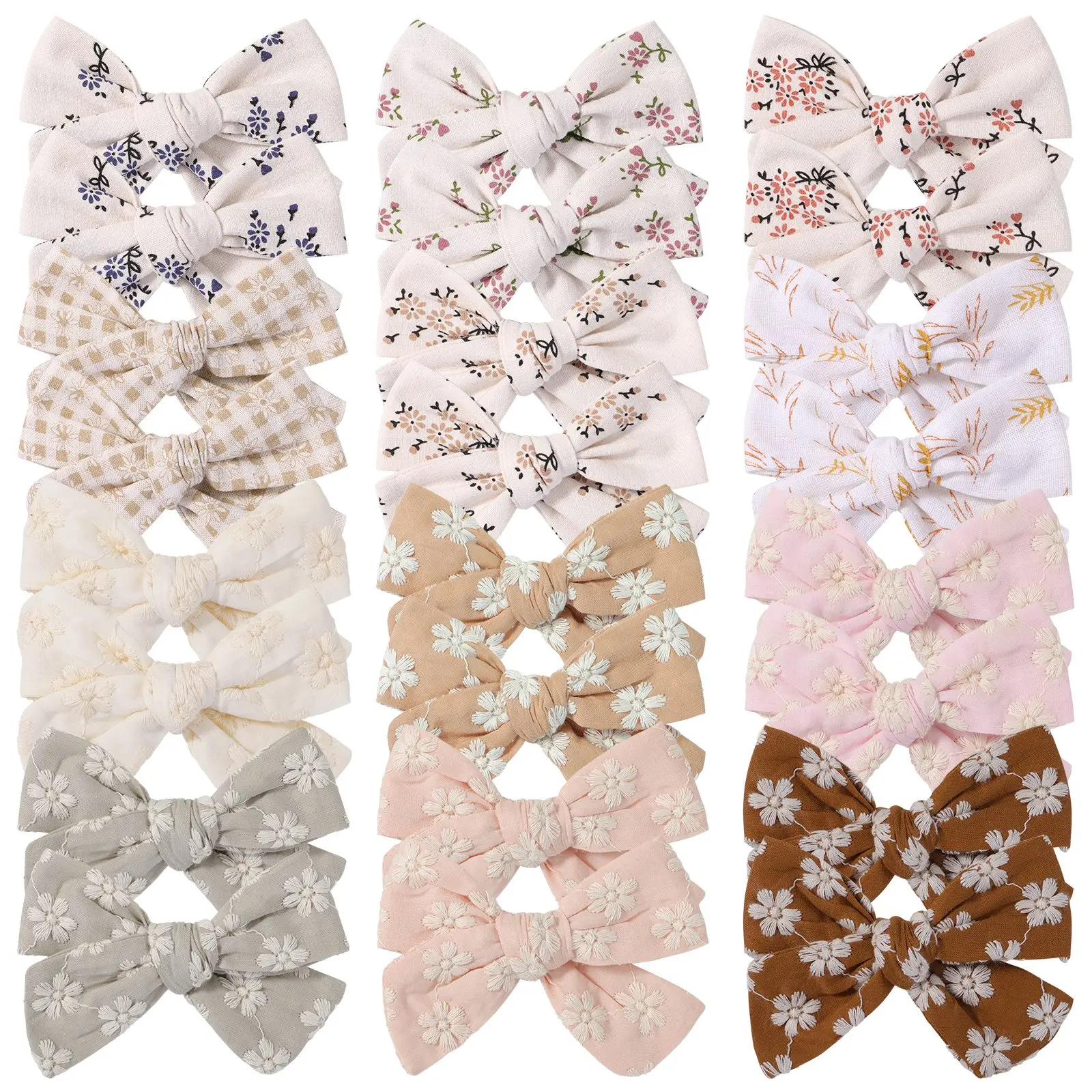 

2Pcs/Set Sweet Embroidery Print Bowknot Hair Clips For Cute Girls Cotton Bows Hairpins Barrettes Headwear Kids Hair Accessories