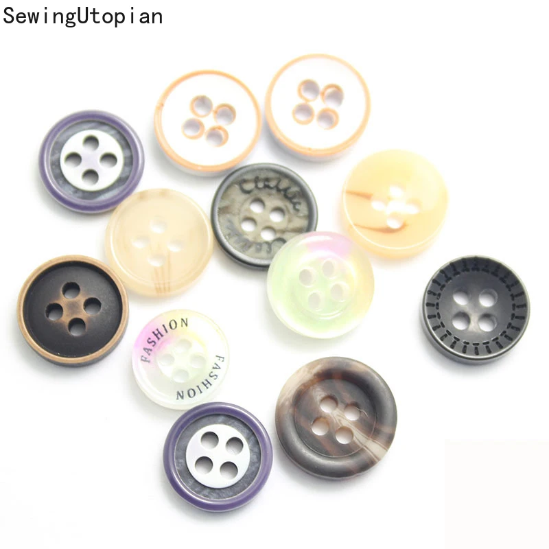 

100 шт., полимерные пуговицы с 4 отверстиями, 11-12,5 мм