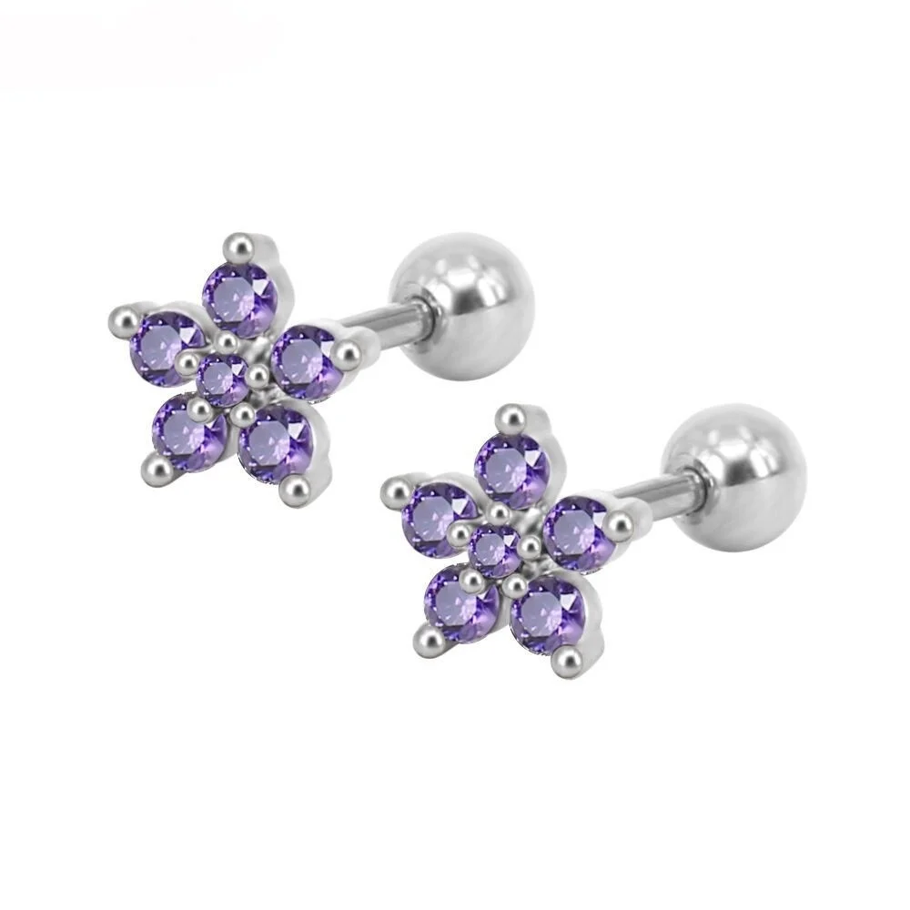 Delysia King Women Zircon Flowers Stud Earrings Simple and Stylish Jewelry