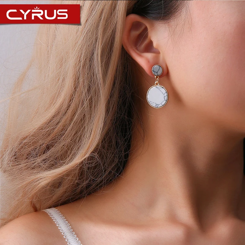 Винтажные аксессуары для женщин белые мраморные черные камни длинные висячие