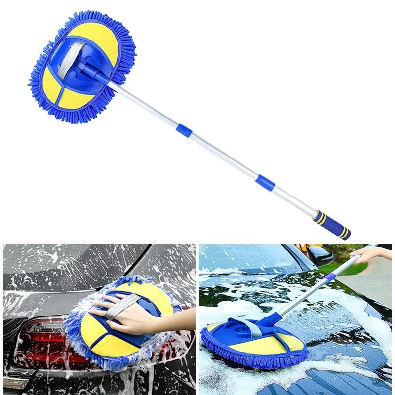 

Microfiber Car Wash Brush Mop Mitt With 41" Aluminum Alloy Long Handle Adjustable Telescopic Cleaning Mop Accessories