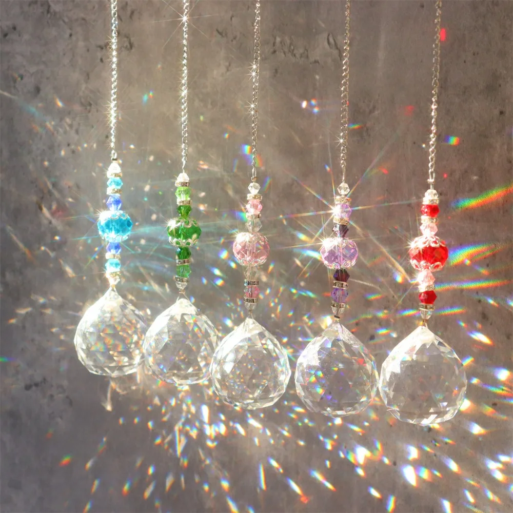 

Хрустальная люстра Suncatcher, Декор, витражный шар, подвесная подвеска, светоотражающая бусина, занавеска, чакра, украшение
