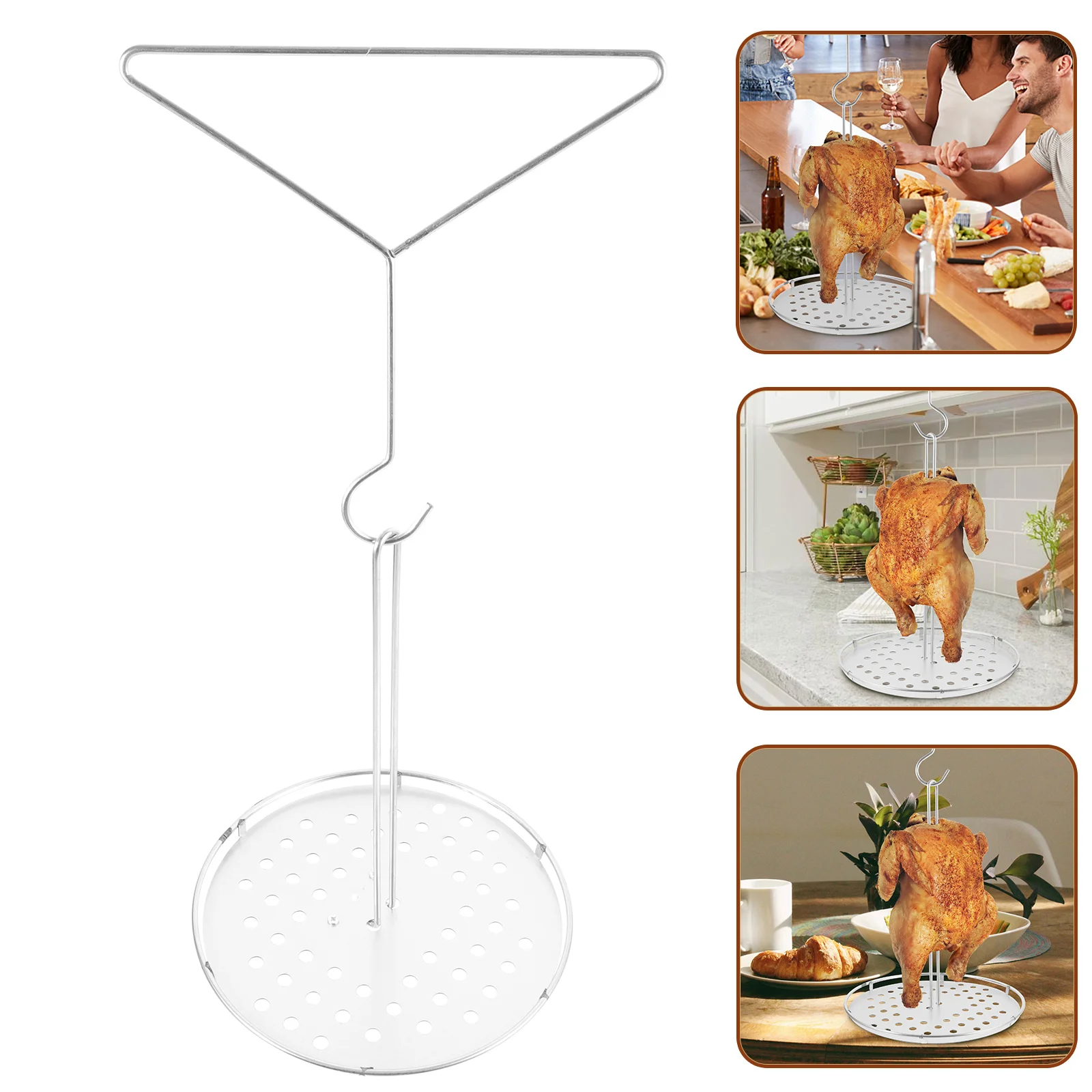 

Chicken Rack Turkey Holder Grilled Roaster Roast Stainless Steel Tray Grill Standing Tool Roasting Outdoor