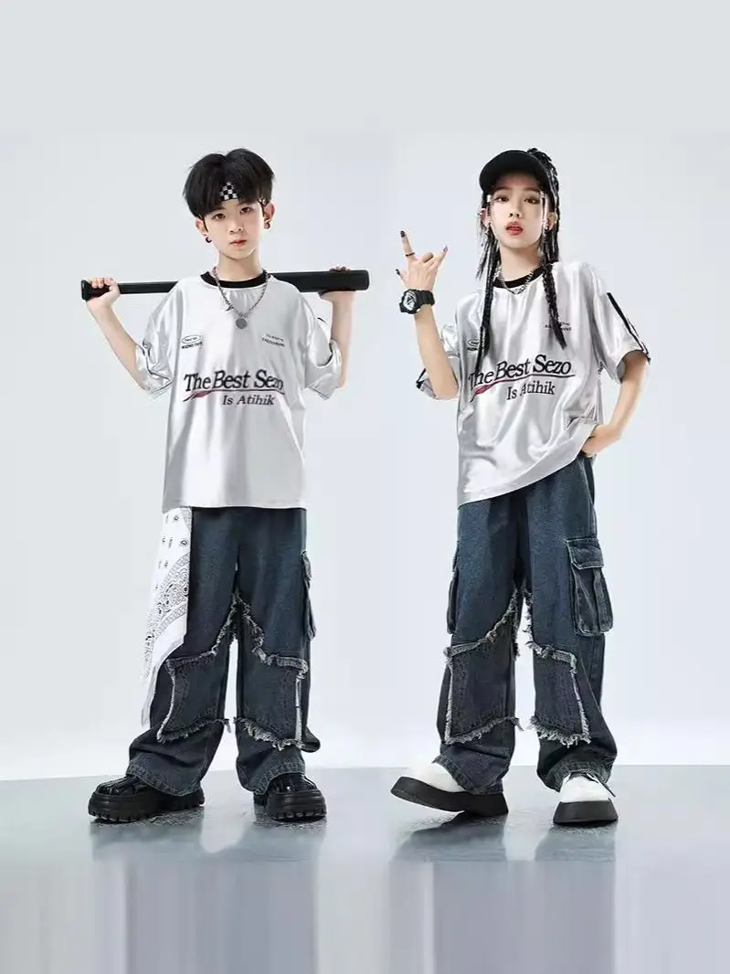 Детский хип-хоп наряд для мальчиков ковбойский с круглым вырезом летняя уличная