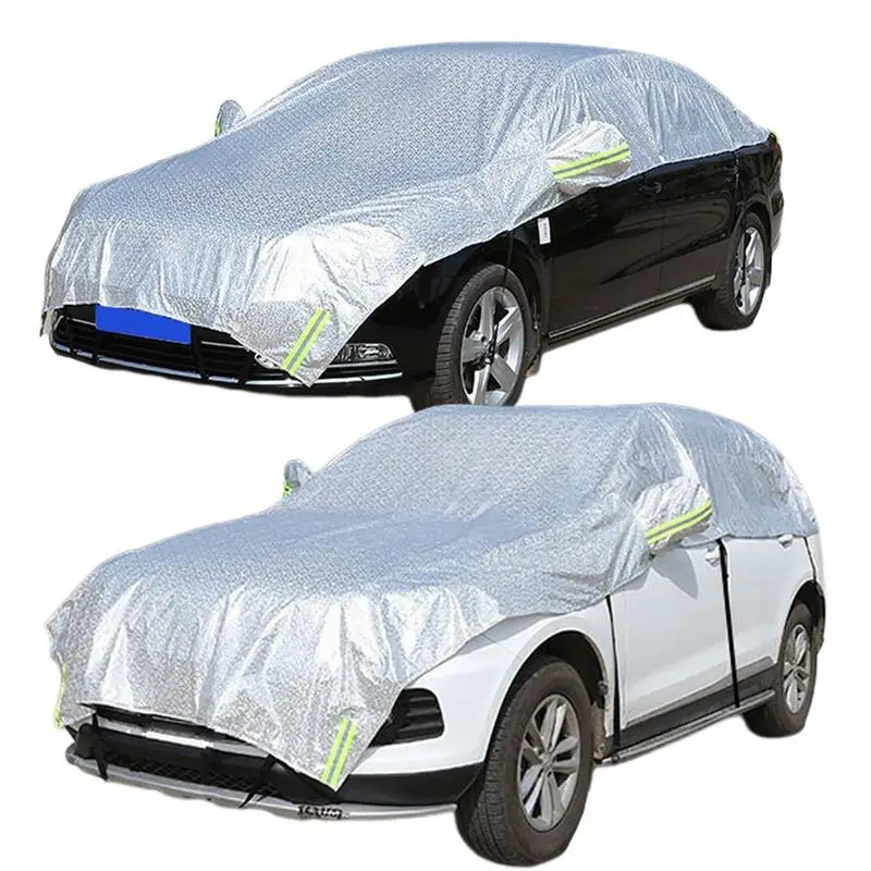 

Car Sun Shade Cover Universal Half Car Covers Durable Waterproof Four Season Anti-UV Auto Covers Exterior Protector Shield