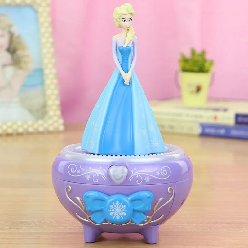

Disney Frozen Princess Elsa Music Box Action Figure Model Toy Princess Rotating Dancing Decoration With Light Music Girl Gift