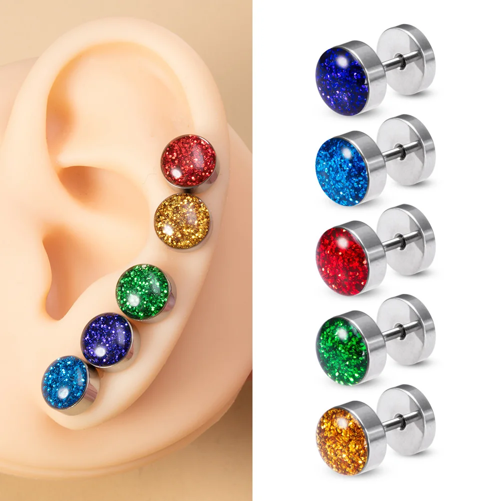 Серьги-гвоздики из нержавеющей стали для мужчин и женщин винт штанги с плоской