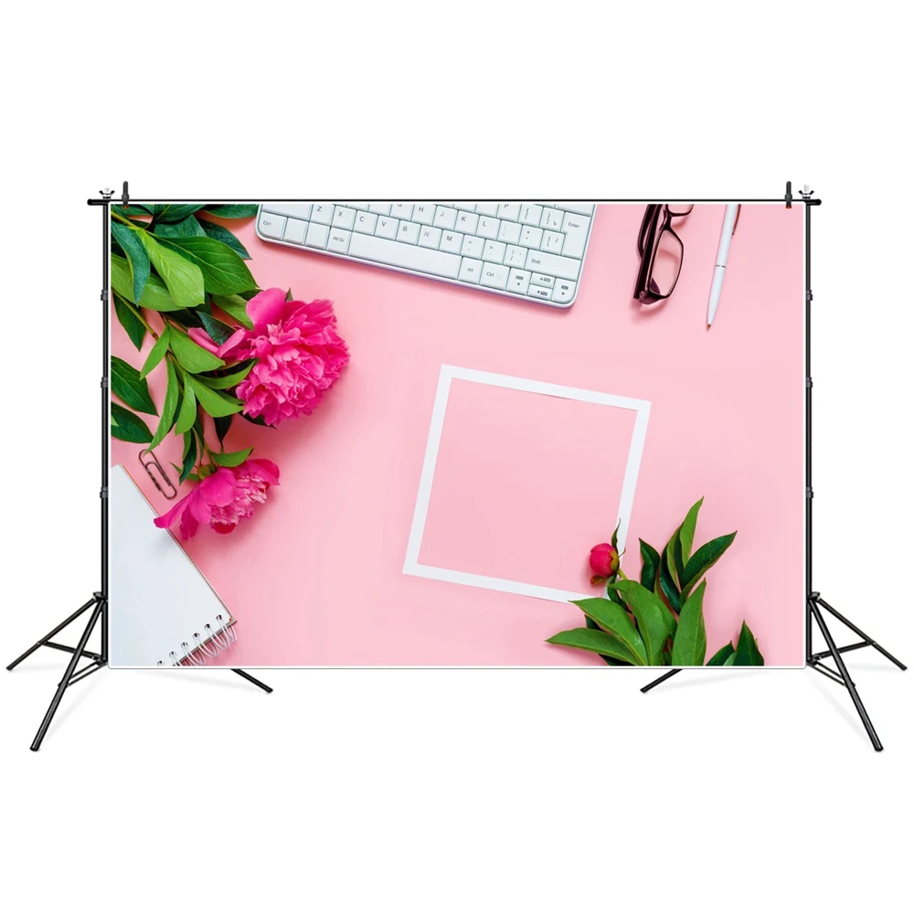 

Flowers Leaves Keyboard Notebook Pen Glasses Photography Backgrounds Photozone Photocall Photographic Backdrops For Photo Studio