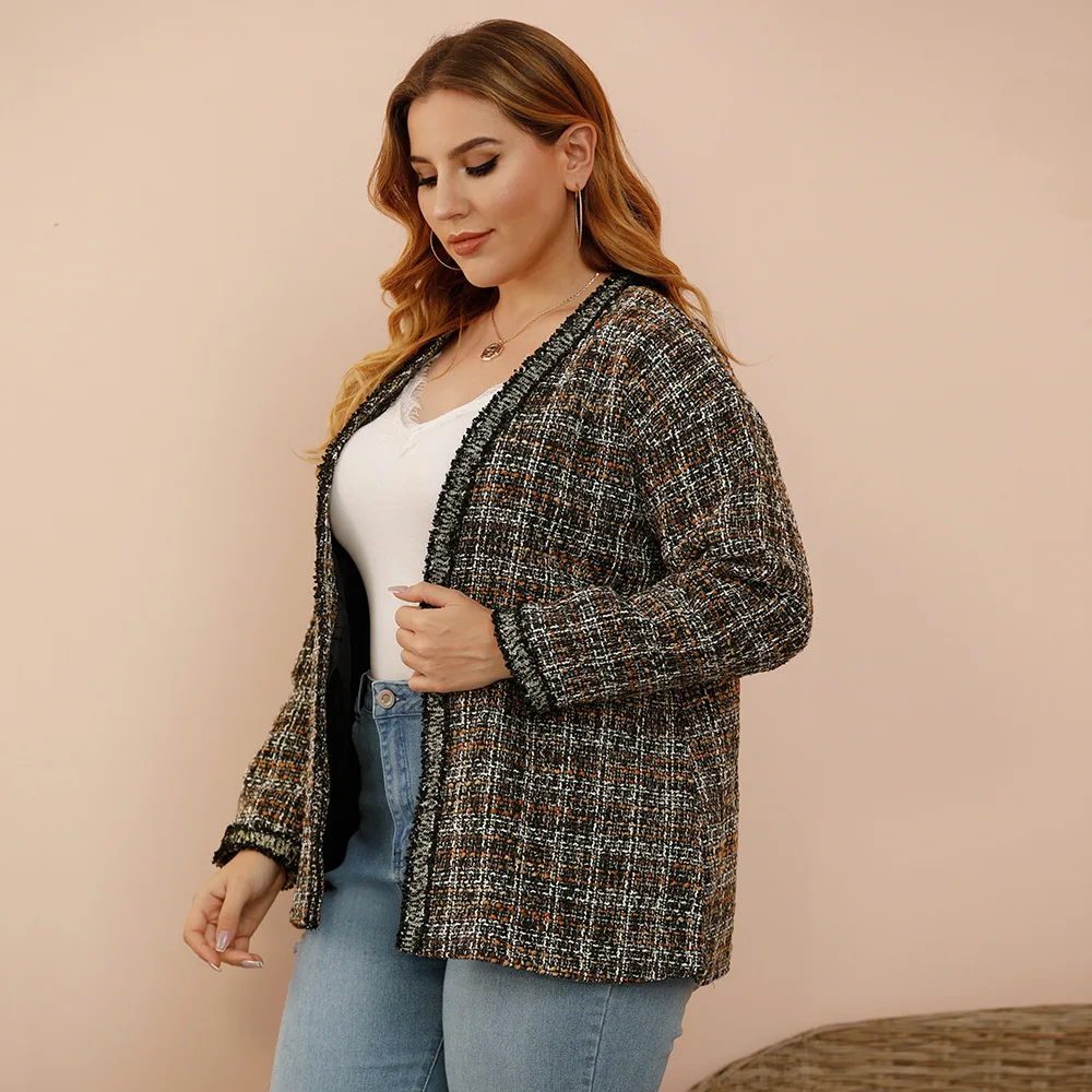 Plus Size Ladies Outwear Fall Fashion Elegant Luxurious Casual Cardigan Long Sleeve Coat Women's Clothing L-4XL Oversiz