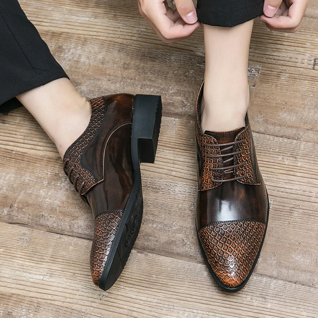 New Brown Oxfords for Men Round Toe Lace-up Spring Autumn Dress Business Men's Shoes Free Shipping Size 38-48 5