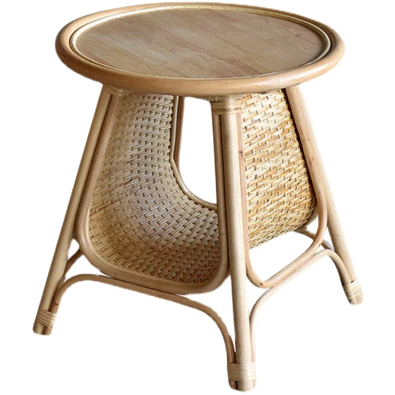 

Rattan Storage Small Coffee Table B & B Wind Bay Window Japanese Corner Table Side Table Magazine Shelf Complete