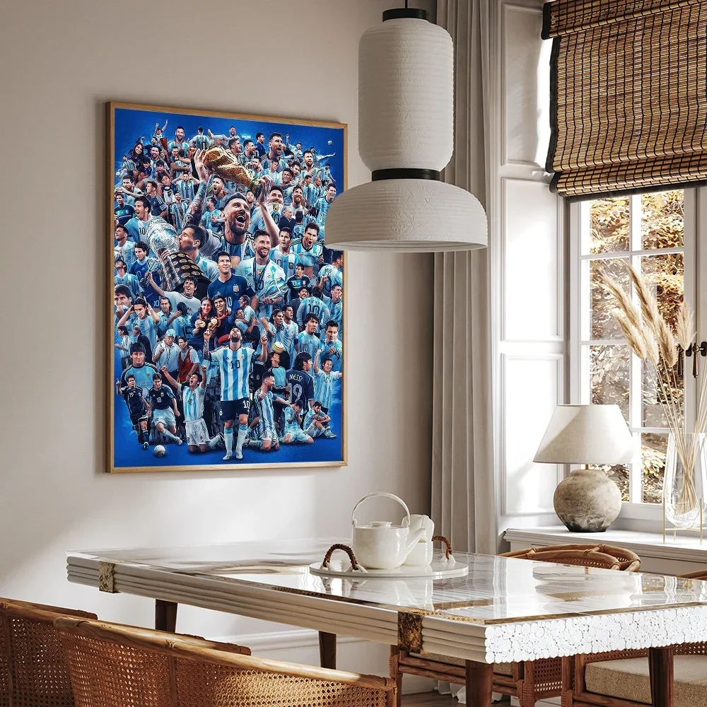 Леонель Месси постер футболиста в стиле ретро для дома кофейни гостиной спальни