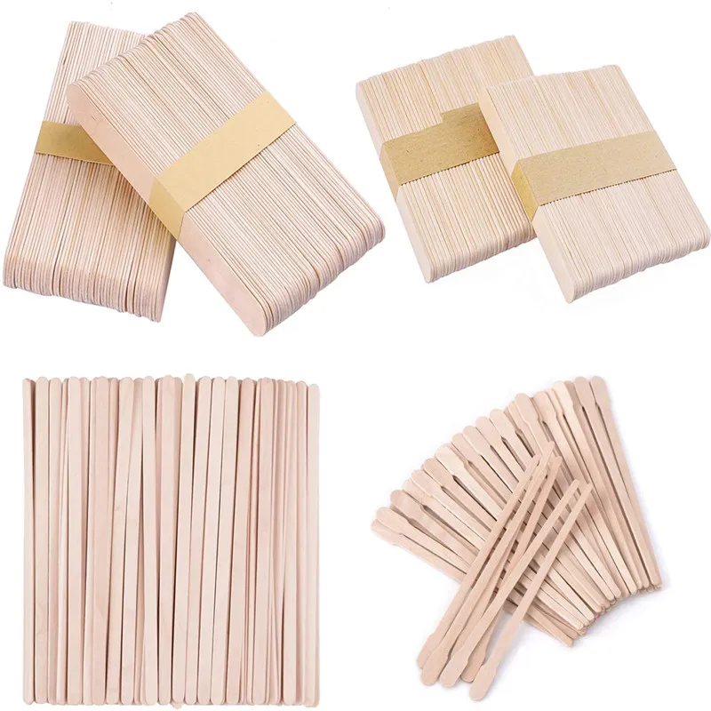 

Sdotter 10/100/200 Pcs Wax Spatulas Disposable Wooden Waxing Applicator Sticks Face & Eyebrows Hair Removal Craft Stick