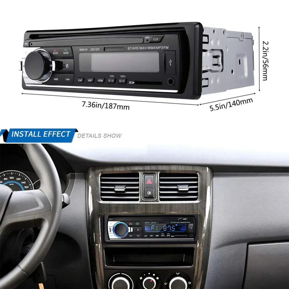1 DIN автомобильный mp3-плеер FM-радио аудио стерео в приборной панели Aux вход