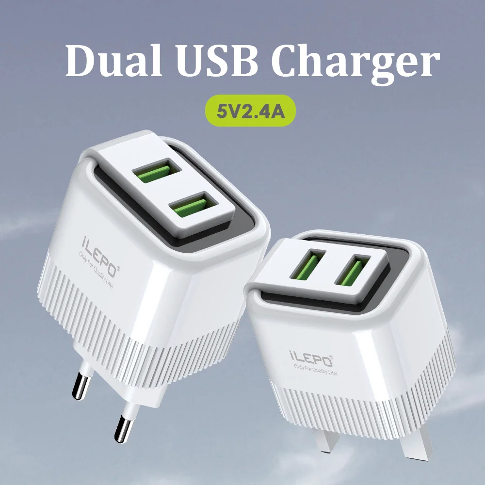 

ILEPO Travel Charger USB Charger for Samsung iPhone12 Huawei Xiaomi Tablet Fast Wall Charger EU UKPlug Adapter