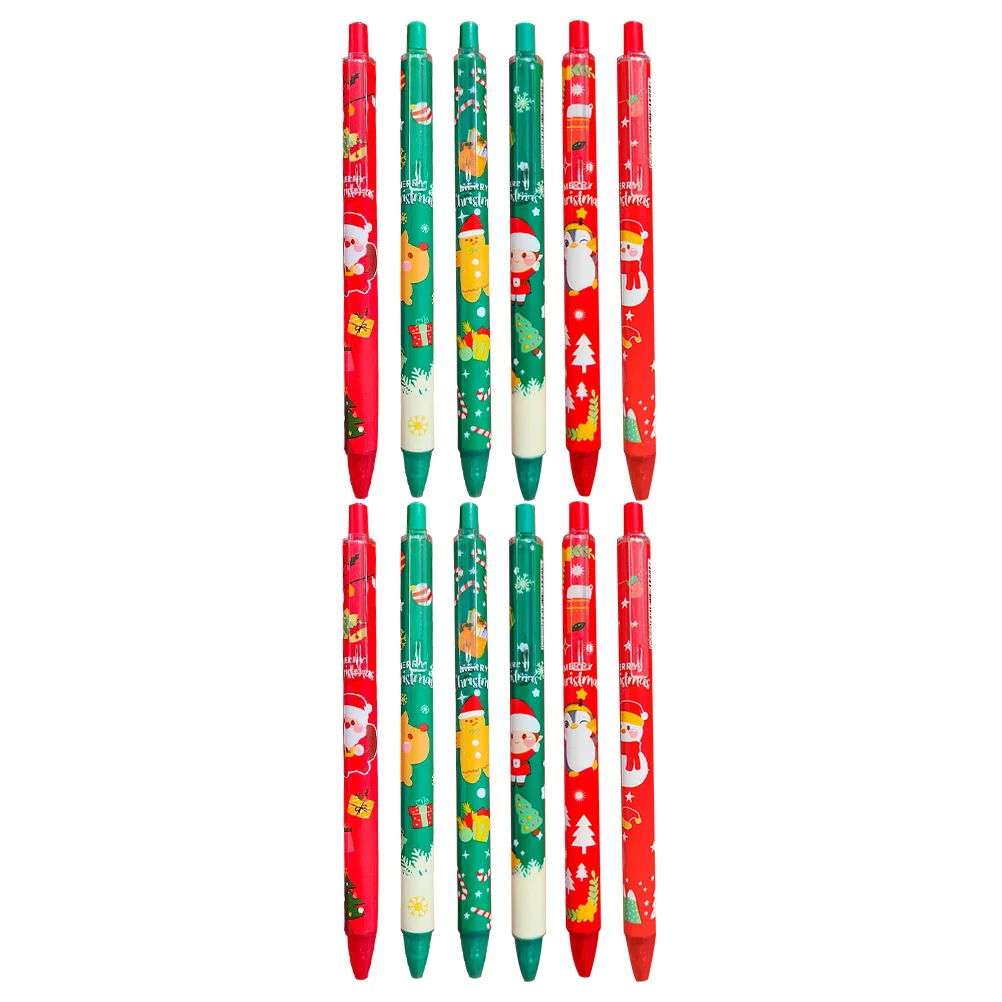 

12pcs Cartoon Stationeries Pens Christmas Design Pens (Assorted Color)