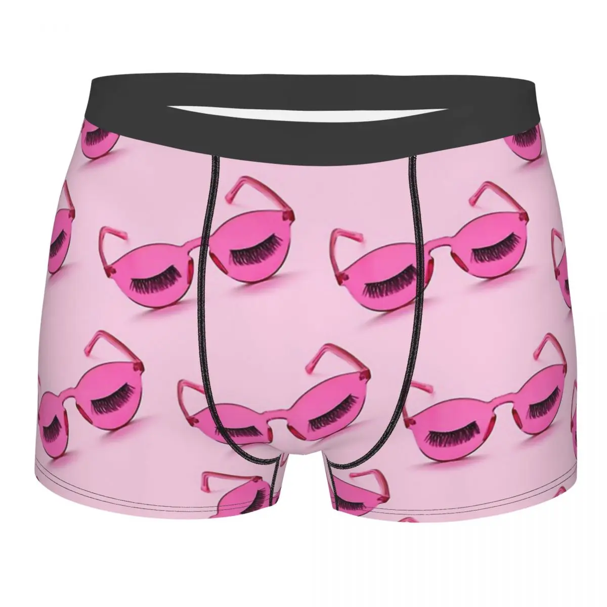 

Pink Glasses With Lash Man's Boxer Briefs Eyelash Lashes Pattern Highly Breathable Underwear Print Shorts Birthday Gifts