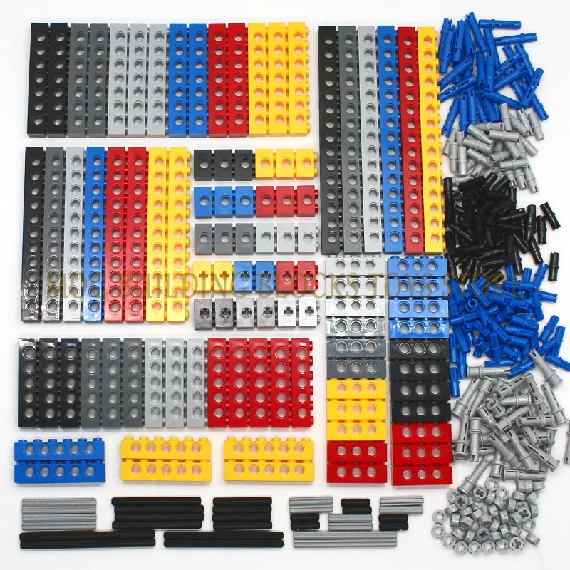 Фото Технические строительные блоки, детали, Объемные Толстые блоки MOC, 6 цветов, комбинированные аксессуары, шипованные длинные лучи, робот, детс... №1