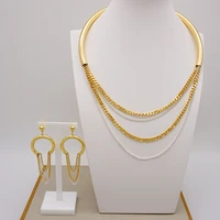 fine 24k gold jewelry sets for women dubai bridal wedding gifts necklace earrings jewellery set african three layer bead jewelry