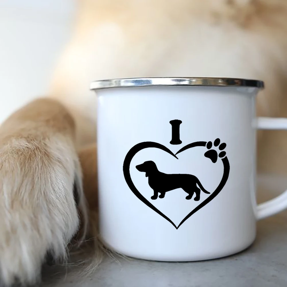 Эмалированные кофейные кружки с надписью I Love Dachshunds для кемпинга пикника