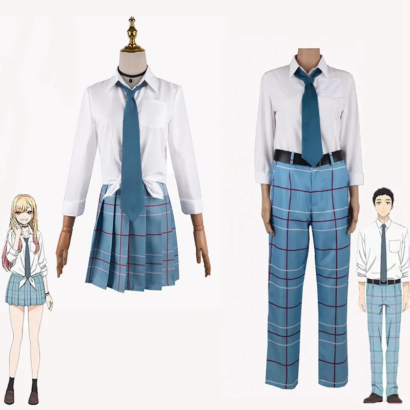 

Anime My Dress Up Darling Cosplay Costumes JK School Uniform Marin Kitagawa Wakana Gojo Halloween Shirt Tie Skirt Pants Outfit