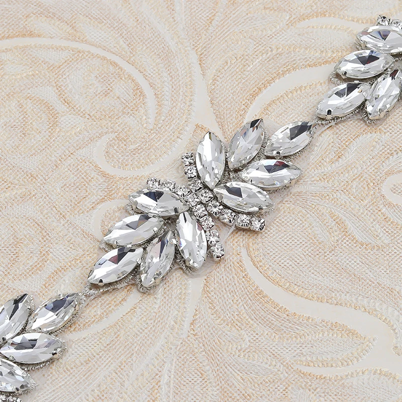 WENXI 1 ярд ручной работы прозрачный розовый Золотой Кристалл Стразы аппликация