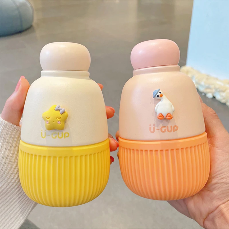 

250ml Kawaii Water Bottle For Girl Kids Mini Thermos For Tea Coffee Milk Stainless Steel School Office Thermal Mugs Female Gift