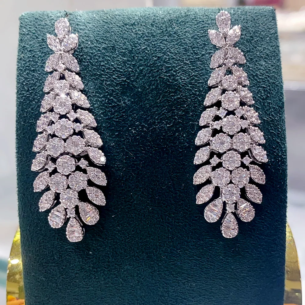 Женские серьги-фейерверки с фианитом свадебные серьги