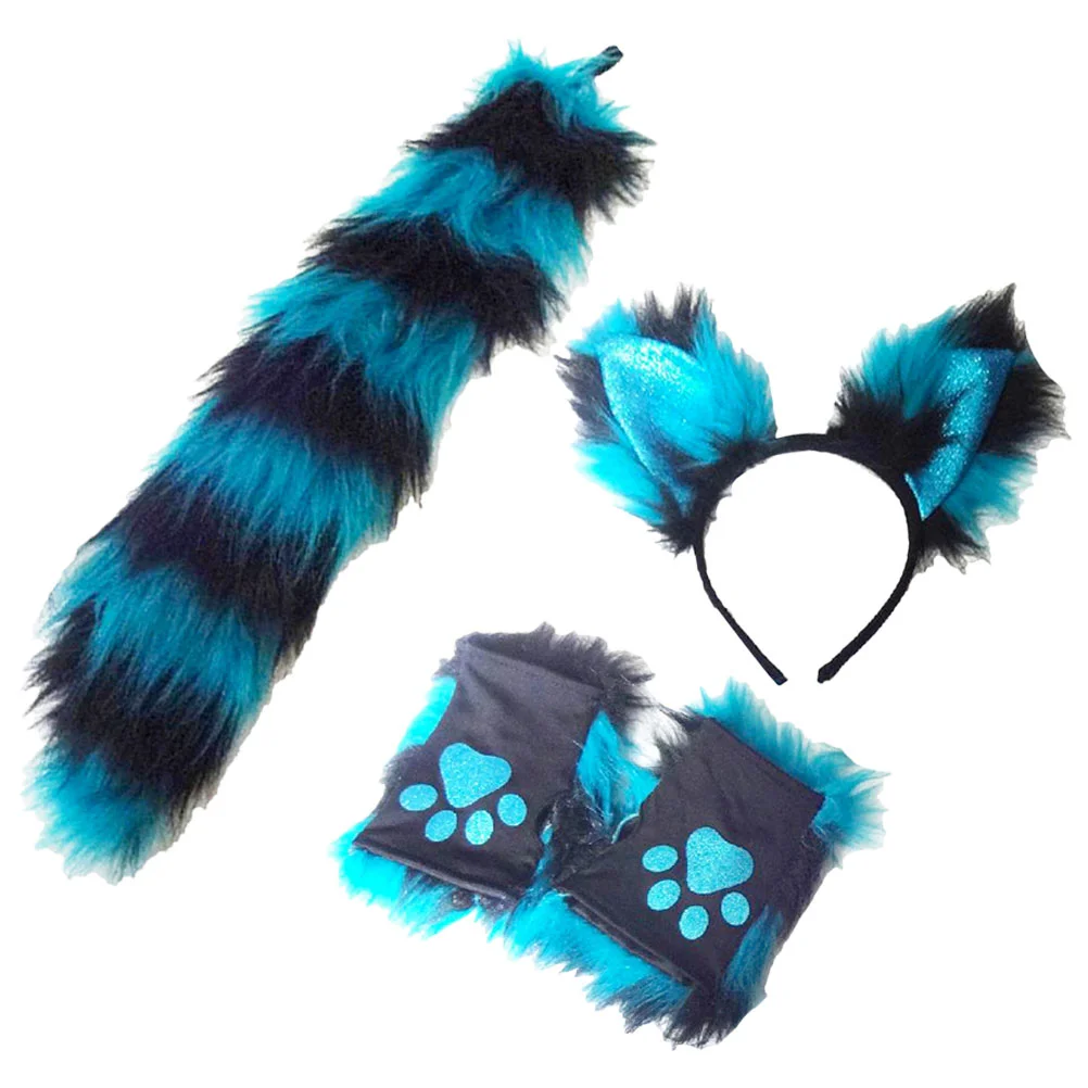 Комплект повязки на голову с лисой костюм для девочек уши животных хвост косплей