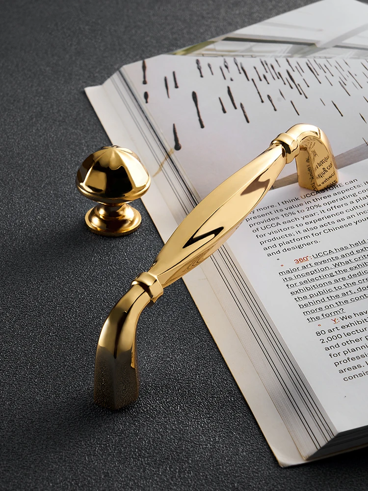 

European style golden silver cabinet handle simple brass French light luxury cabinet drawer handle