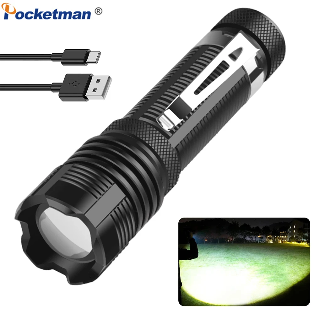 

XHP50 LED Flashlight Tactical Flashlights Waterproof Torch Zoomable Torches Use 14500 Battery for Camping Hiking Hunting