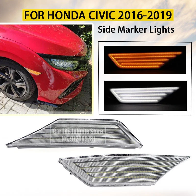 

2 шт. течет светодиодный для Honda Civic 10th Gen 2016 -2020 боковые габаритные ретранслятор светильник сигнала поворота светильник s указателя поворота